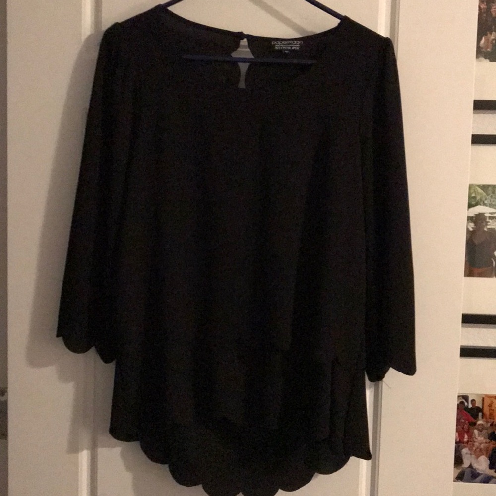 Paper Moon Black scalloped top